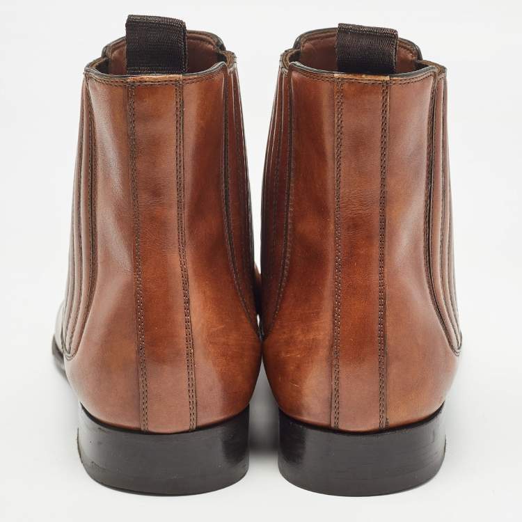 Pre Owned Louis Vuitton Brown Leather Ankle Boots Size 41