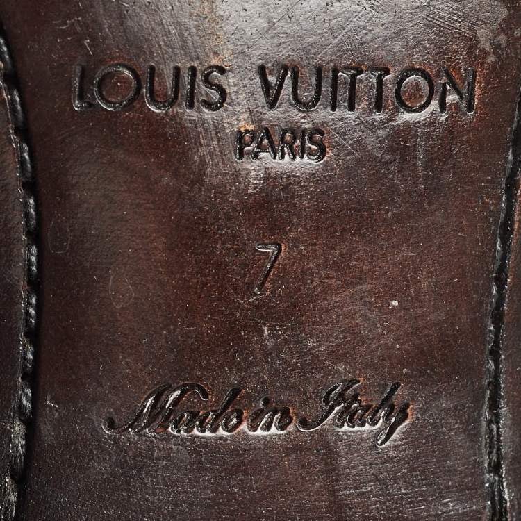Pre Owned Louis Vuitton Brown Leather Ankle Boots Size 41