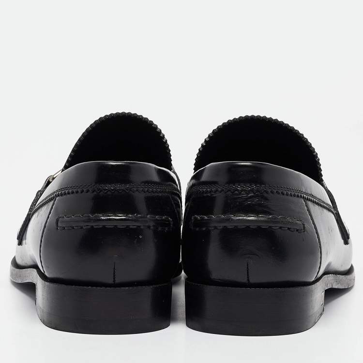 Pre Owned Louis Vuitton Black Leather Hockeneim Loafers Size 42