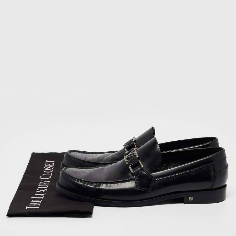 Pre Owned Louis Vuitton Black Leather Hockeneim Loafers Size 42