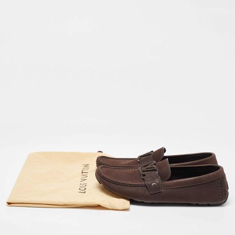 Pre Owned Louis Vuitton Dark Brown Leather Monte Carlo Loafers Size 41