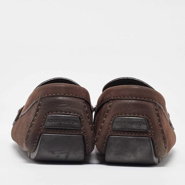 Pre Owned Louis Vuitton Dark Brown Leather Monte Carlo Loafers Size 41