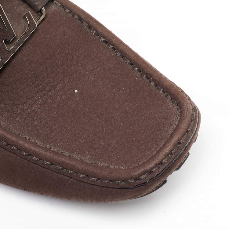 Pre Owned Louis Vuitton Dark Brown Leather Monte Carlo Loafers Size 41