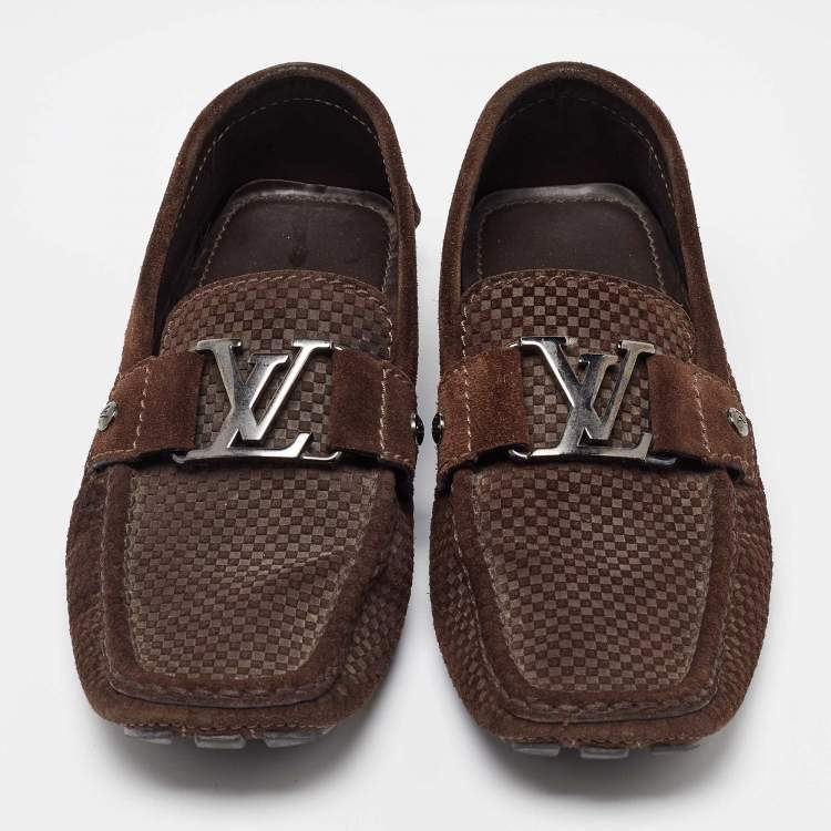 Pre Owned Louis Vuitton Dark Brown Leather Monte Carlo Loafers Size 41
