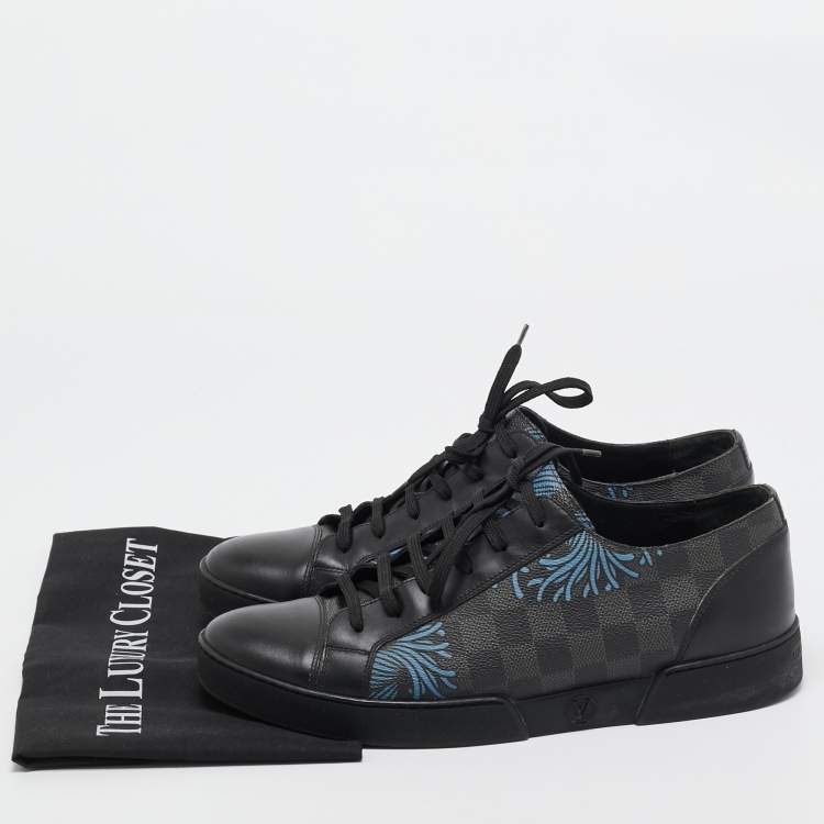 مملوكة مسبقًا Louis Vuitton Black Canvas and Leather Match Up Sneakers Size 42.5