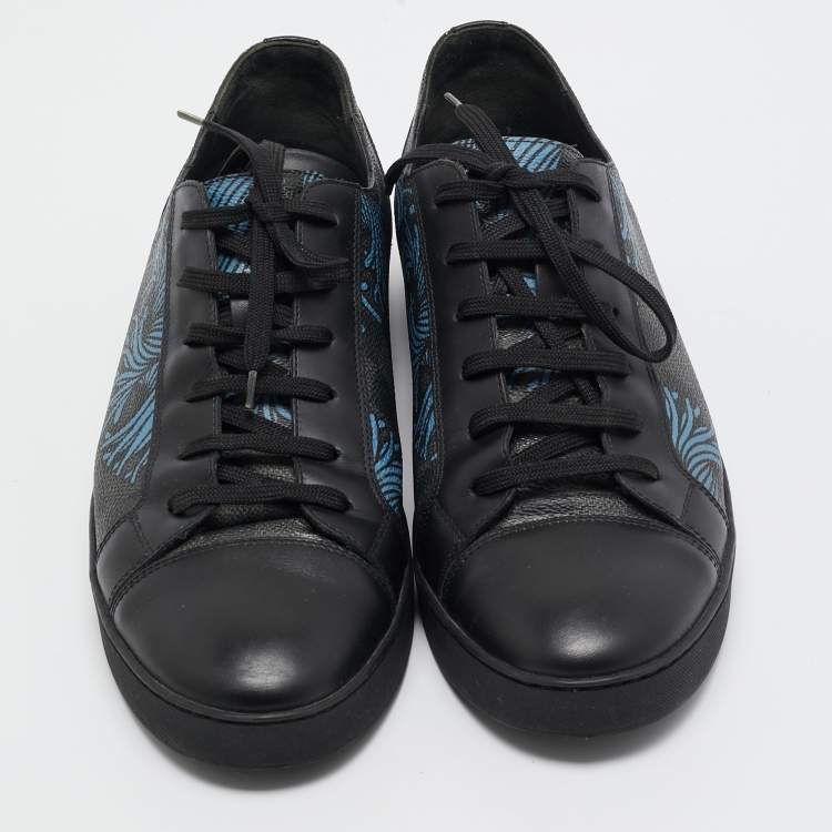 مملوكة مسبقًا Louis Vuitton Black Canvas and Leather Match Up Sneakers Size 42.5