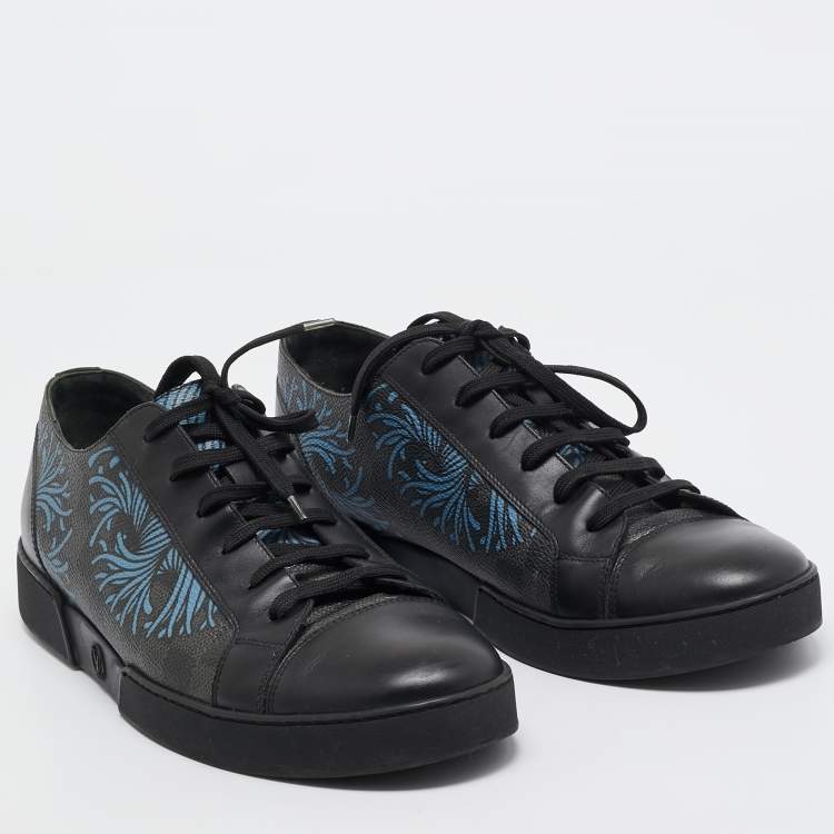 مملوكة مسبقًا Louis Vuitton Black Canvas and Leather Match Up Sneakers Size 42.5