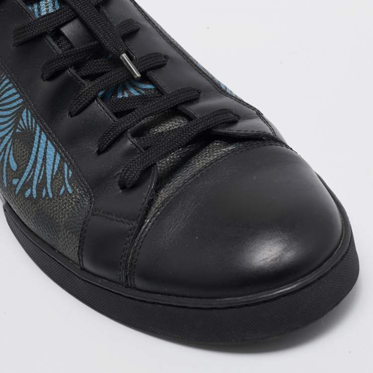 مملوكة مسبقًا Louis Vuitton Black Canvas and Leather Match Up Sneakers Size 42.5