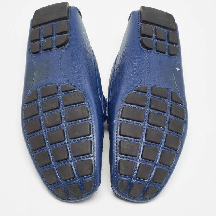 Pre Owned Louis Vuitton Blue Leather Monte Carlo Loafers Size 42.5