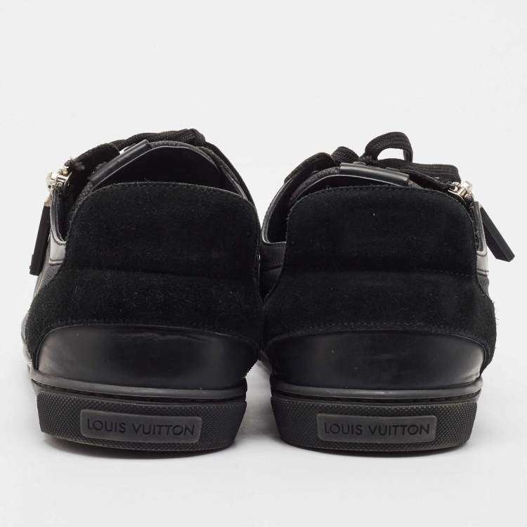 Pre Owned Louis Vuitton Black/Grey Damier Ebene Nylon and Leather Low Top Sneakers Size 42.5