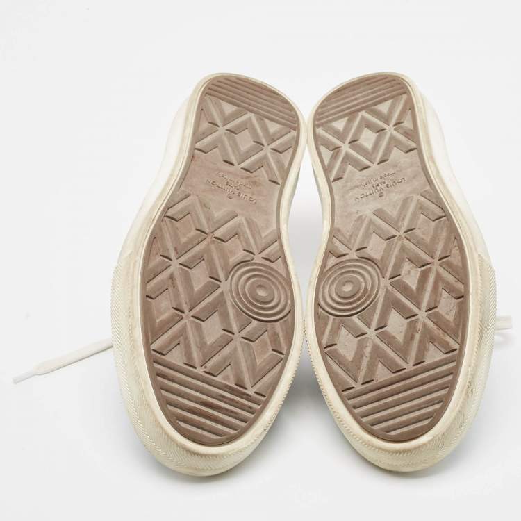 Pre Owned Louis Vuitton Blue Monogram Denim Lace Up Sneakers Size 41.5