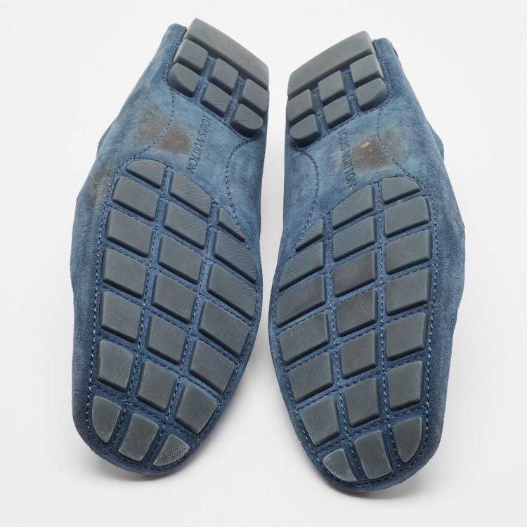 Pre Owned Louis Vuitton Blue Suede Monte Carlo Loafers Size 46