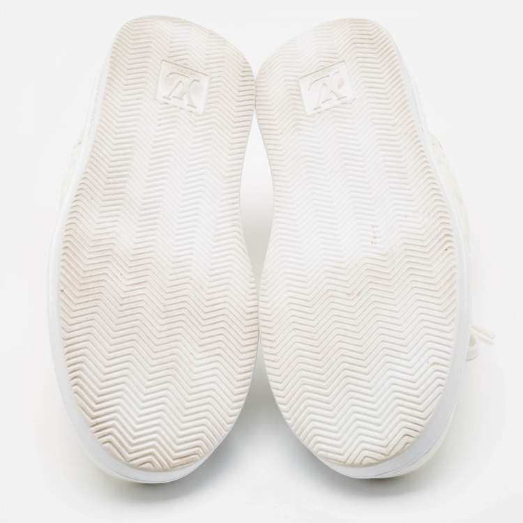 Pre Owned Louis Vuitton White/Brown Monogram Leather Beverley Sneakers Size 41.5