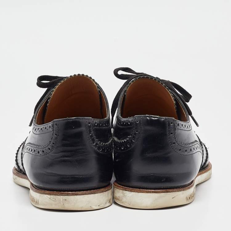 Pre Owned Louis Vuitton Black Brogues Leather Lace Up Derby Size 43