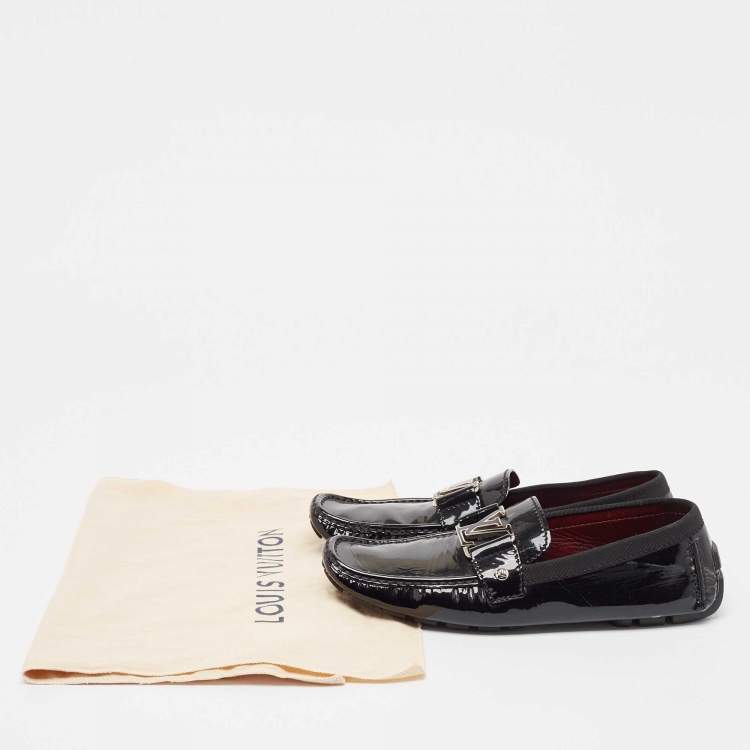 Pre Owned Louis Vuitton Black Patent Leather Monte Carlo Loafers Size 40.5