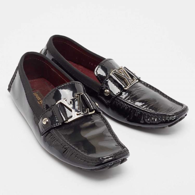Pre Owned Louis Vuitton Black Patent Leather Monte Carlo Loafers Size 40.5
