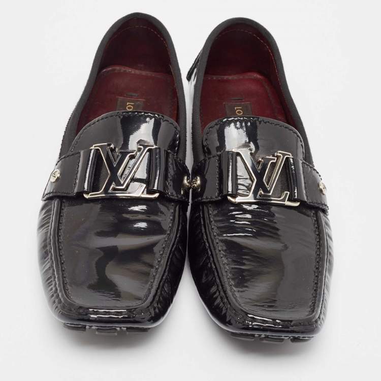 Pre Owned Louis Vuitton Black Patent Leather Monte Carlo Loafers Size 40.5