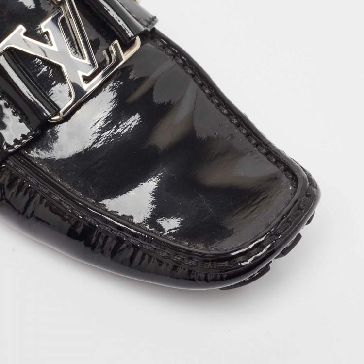 Pre Owned Louis Vuitton Black Patent Leather Monte Carlo Loafers Size 40.5