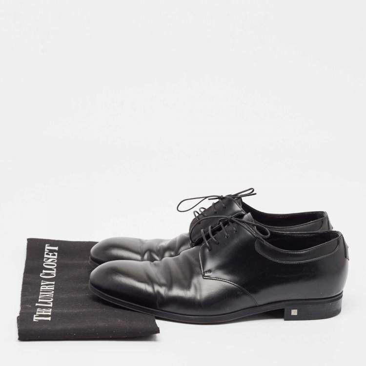 Pre Owned Louis Vuitton Black Leather Lace Up Oxford Size 41