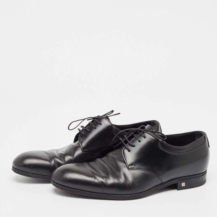 Pre Owned Louis Vuitton Black Leather Lace Up Oxford Size 41