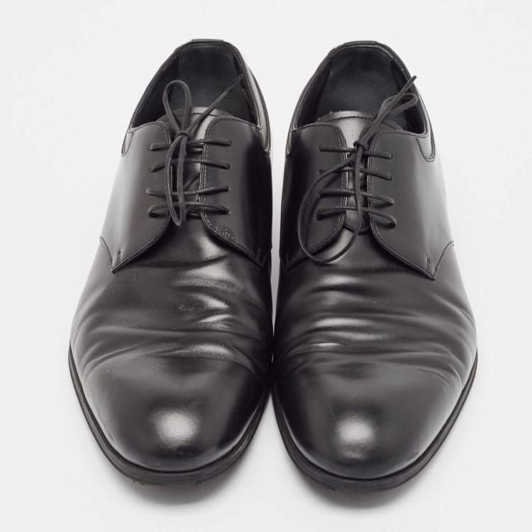 Pre Owned Louis Vuitton Black Leather Lace Up Oxford Size 41