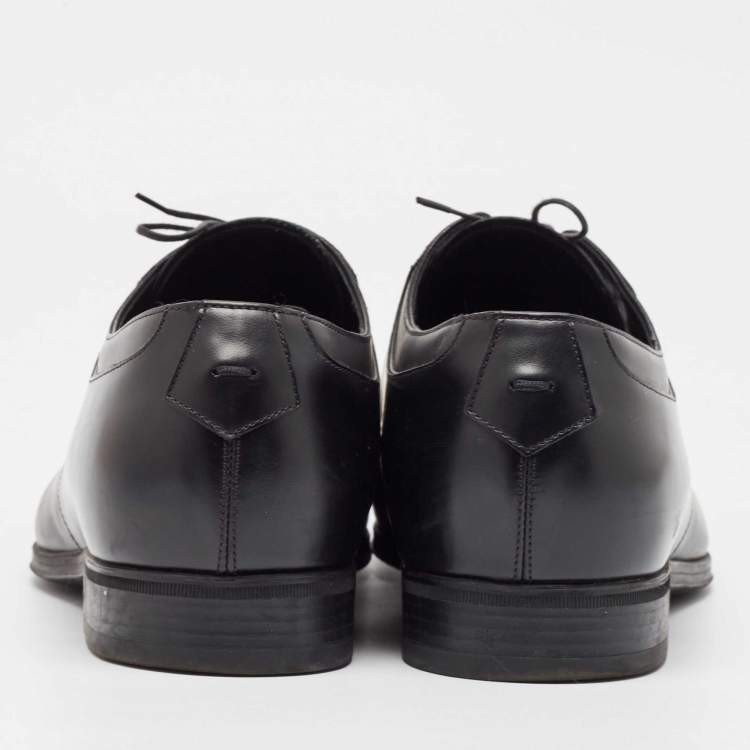 Pre Owned Louis Vuitton Black Leather Lace Up Oxford Size 41