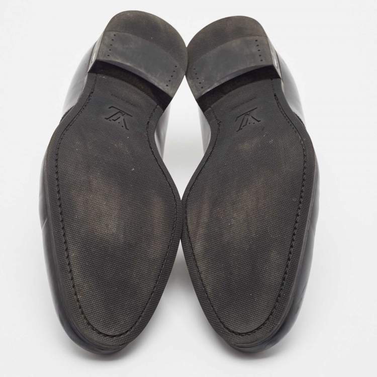 Pre Owned Louis Vuitton Black Leather Lace Up Oxford Size 41