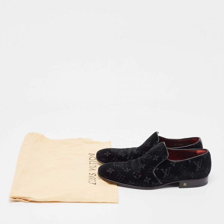 Pre Owned Louis Vuitton Black Velvet Slip On Loafers Size 40