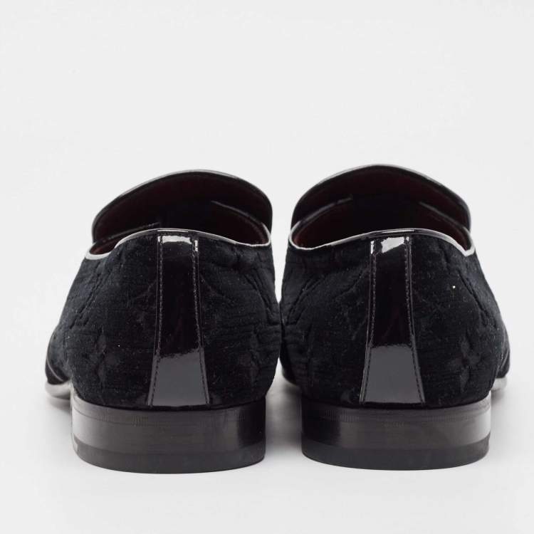Pre Owned Louis Vuitton Black Velvet Slip On Loafers Size 40
