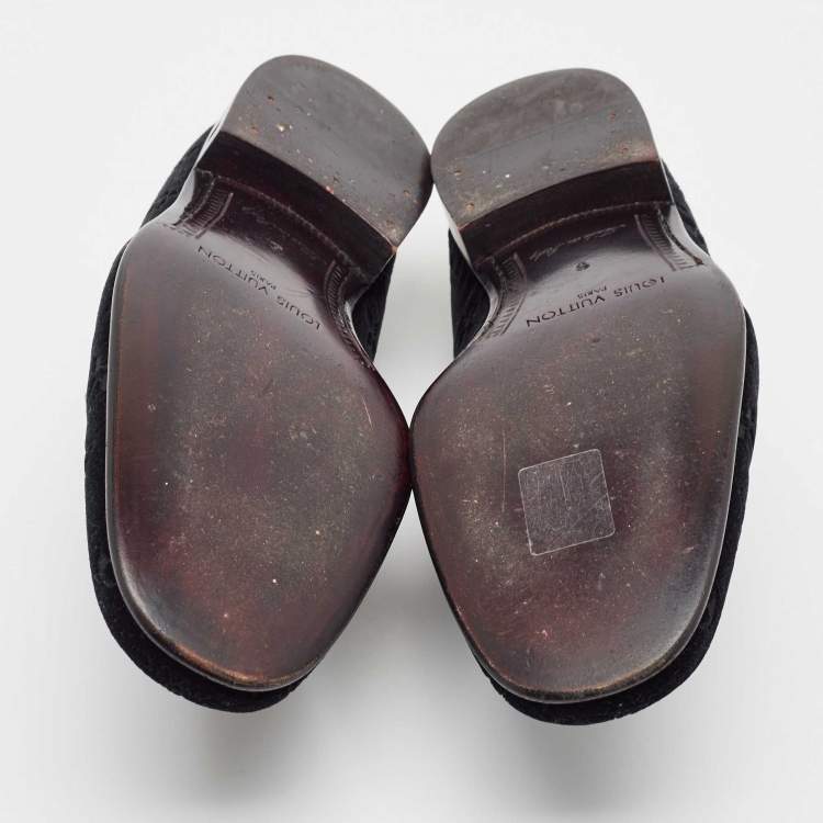 Pre Owned Louis Vuitton Black Velvet Slip On Loafers Size 40