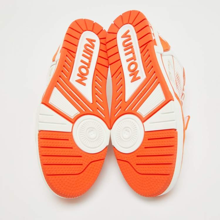 مملوكة مسبقًا Louis Vuitton Orange Monogram Denim LV Trainer Sneakers Size 40