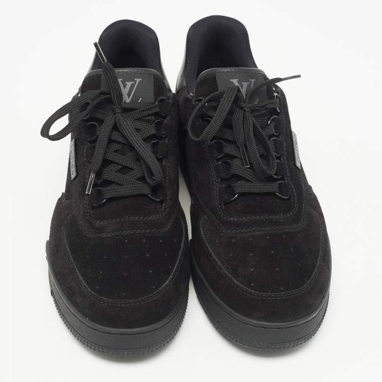 Pre Owned Louis Vuitton Black Suede LV Trainer Sneakers Size 41.5