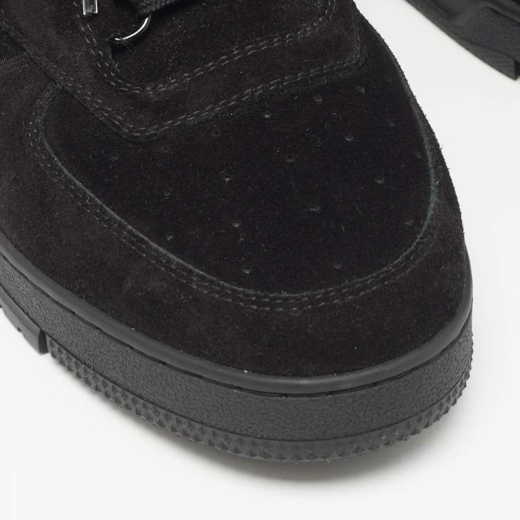 Pre Owned Louis Vuitton Black Suede LV Trainer Sneakers Size 41.5