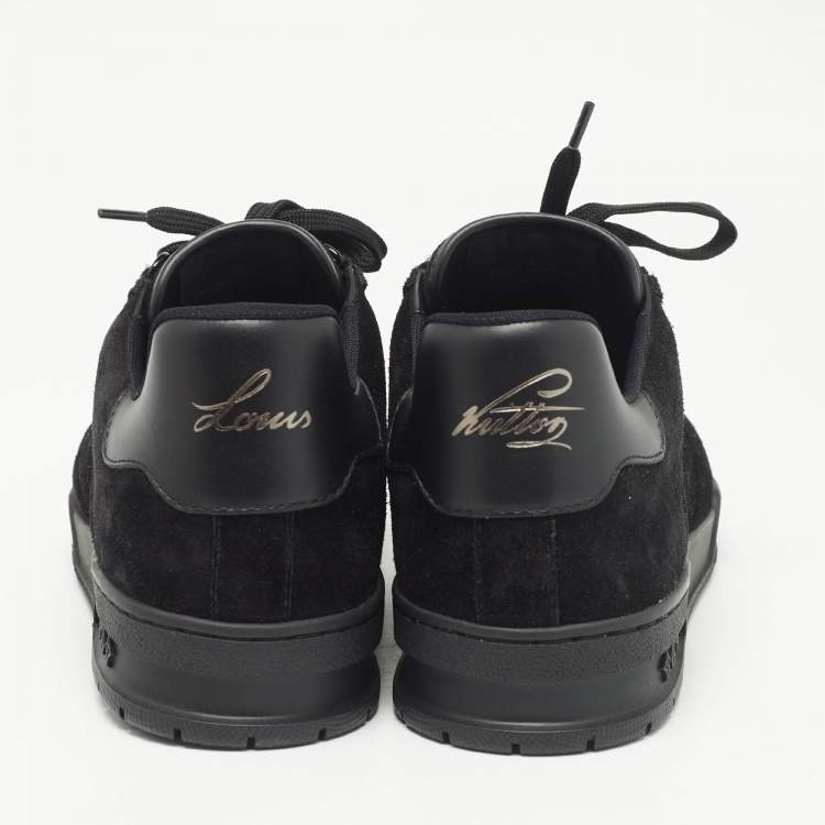 Pre Owned Louis Vuitton Black Suede LV Trainer Sneakers Size 41.5