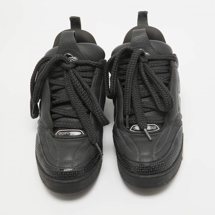 Pre Owned Louis Vuitton Black Leather LV Skate Sneakers Size 45
