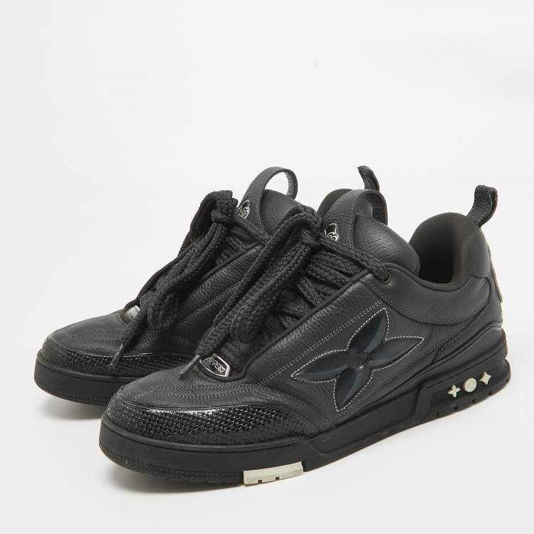 Pre Owned Louis Vuitton Black Leather LV Skate Sneakers Size 45
