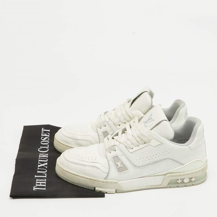 مملوكة مسبقًا Louis Vuitton White Leather LV Trainer Sneakers Size 42
