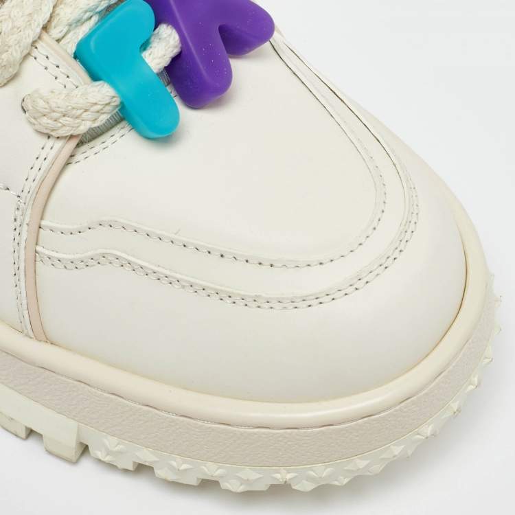 Pre Owned Louis Vuitton White Leather LV Trainer Maxi Sneakers Size 44