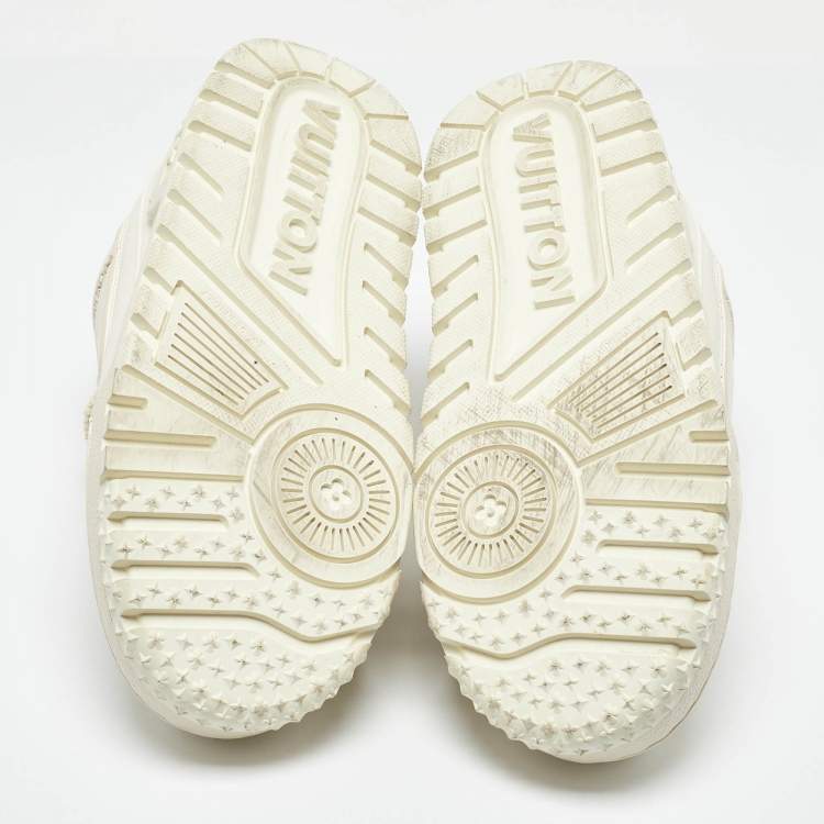 Pre Owned Louis Vuitton White Leather LV Trainer Maxi Sneakers Size 44