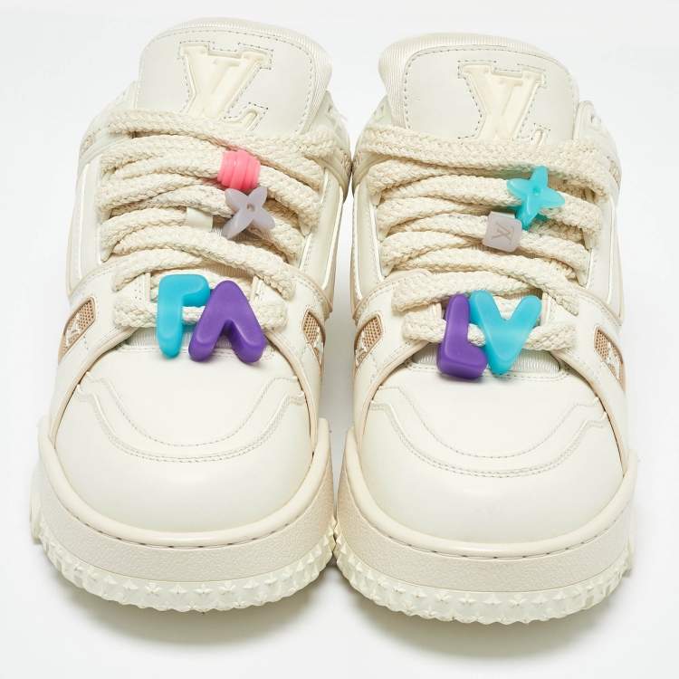 Pre Owned Louis Vuitton White Leather LV Trainer Maxi Sneakers Size 44