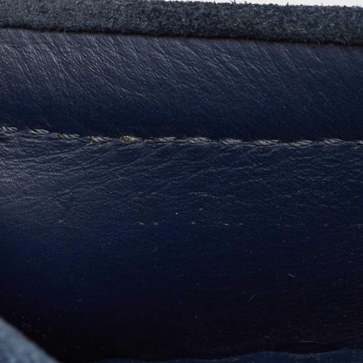 Pre Owned Louis Vuitton Dark Blue Suede Monte Carlo Loafers Size 43