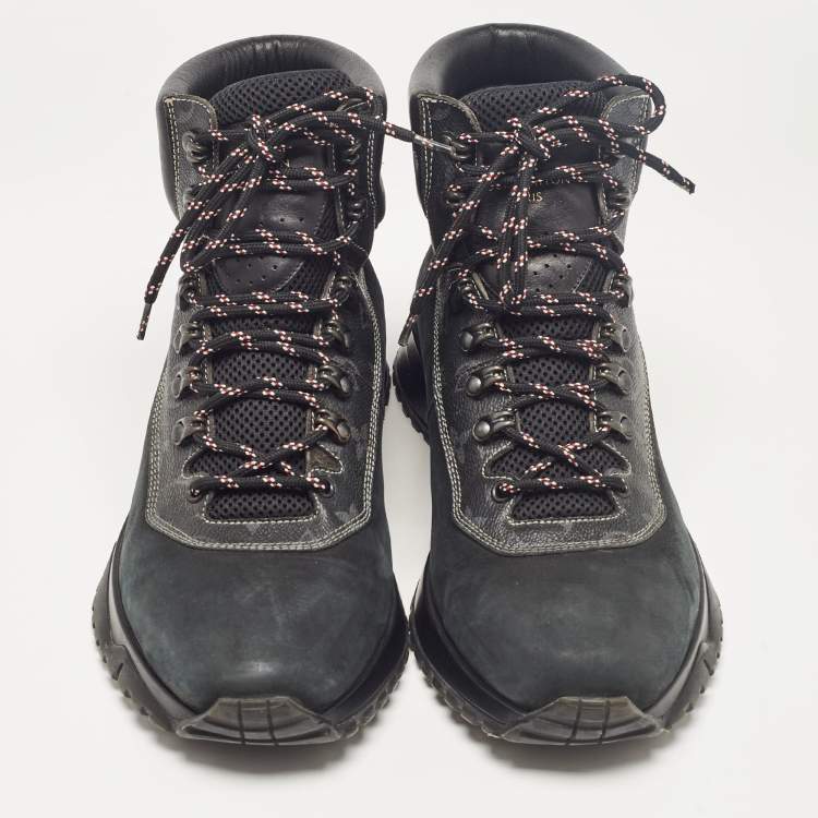 مملوكة مسبقًا Louis Vuitton Black Monogram Canvas and Leather High Top Sneakers Size 45