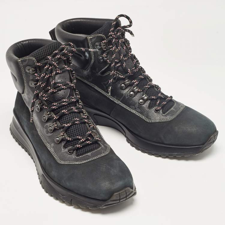 مملوكة مسبقًا Louis Vuitton Black Monogram Canvas and Leather High Top Sneakers Size 45