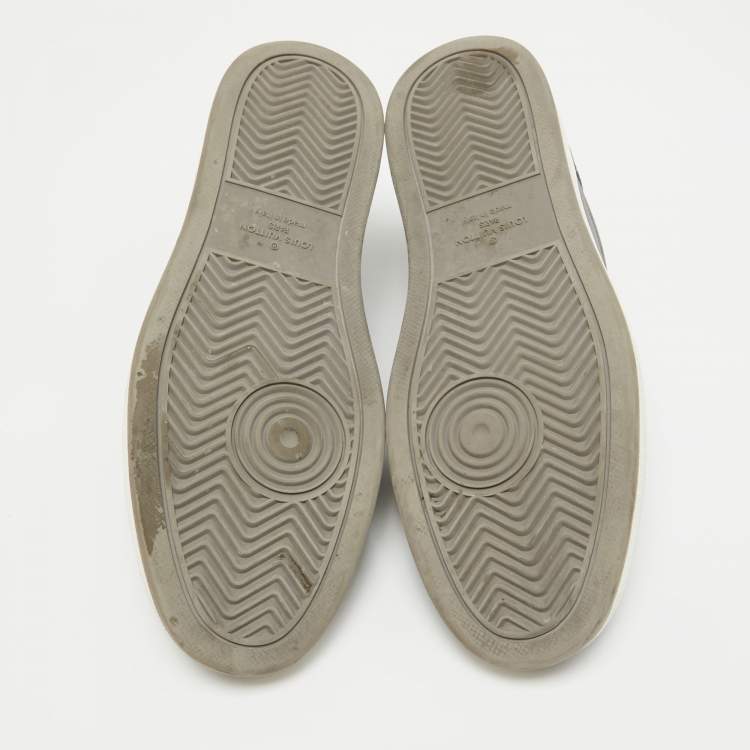 Pre Owned Louis Vuitton Black/Grey Monogram Canvas and Leather Rivoli Sneakers Size 42