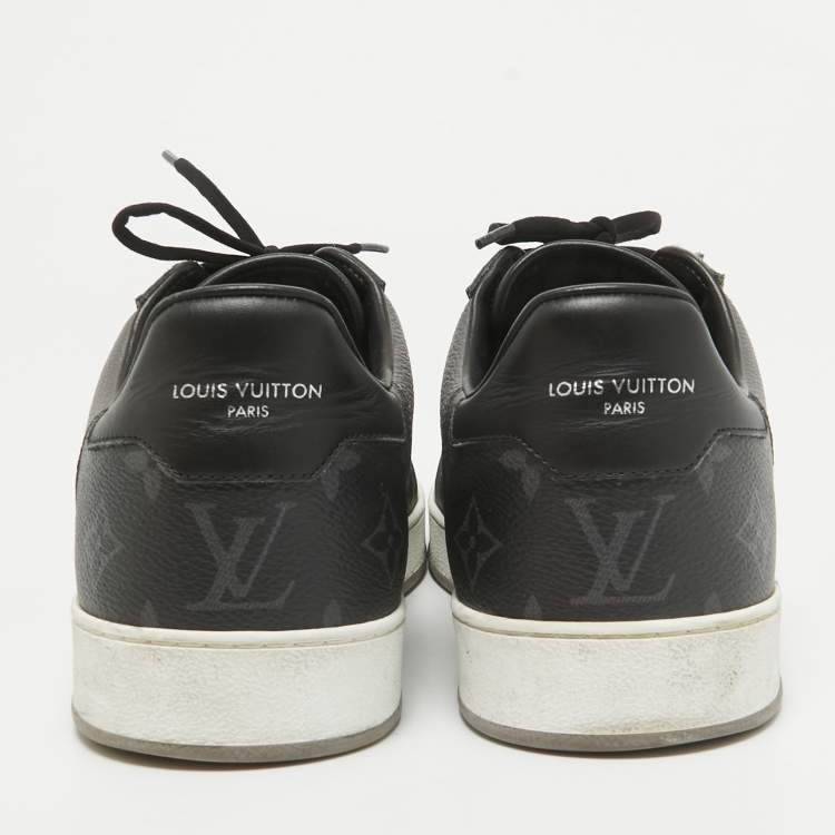 Pre Owned Louis Vuitton Black/Grey Monogram Canvas and Leather Rivoli Sneakers Size 42