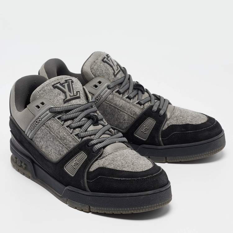 مملوكة مسبقًا Louis Vuitton Grey Fabric and Suede Low Top Sneakers 42.5