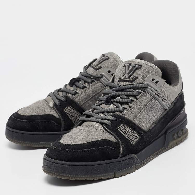 مملوكة مسبقًا Louis Vuitton Grey Fabric and Suede Low Top Sneakers 42.5