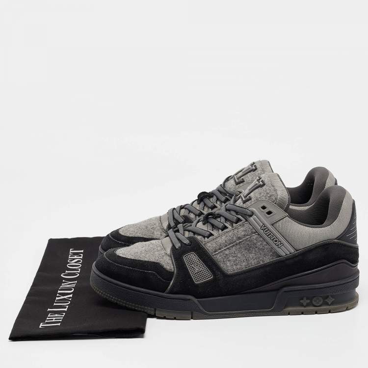مملوكة مسبقًا Louis Vuitton Grey Fabric and Suede Low Top Sneakers 42.5
