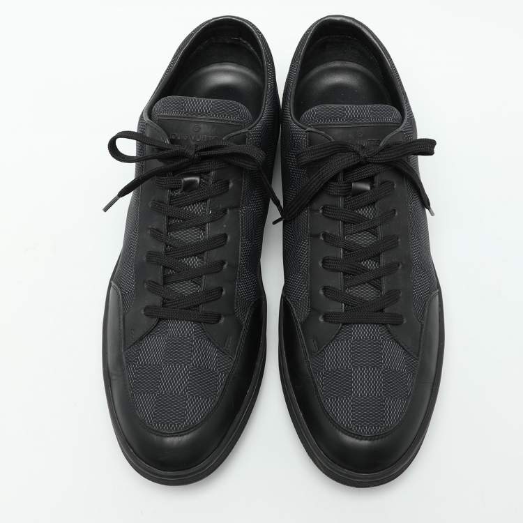 Pre Owned Louis Vuitton Blue Damier Cobalt Neoprene and Leather Offshore Sneakers Size 41.5