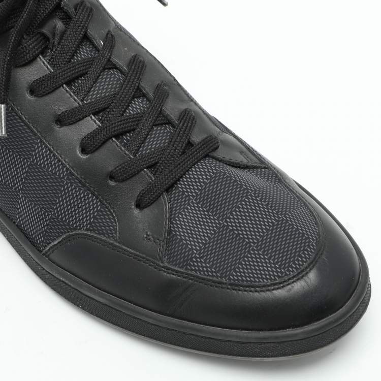 Pre Owned Louis Vuitton Blue Damier Cobalt Neoprene and Leather Offshore Sneakers Size 41.5